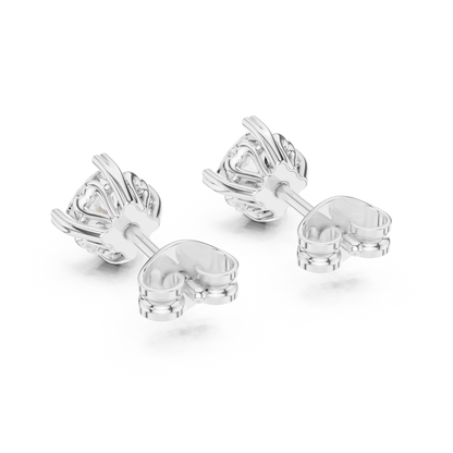 Floral Prong Cushion Diamond Stud Earrings