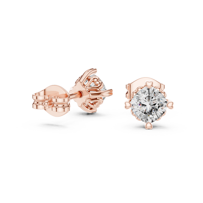 Floral Prong Cushion Diamond Stud Earrings