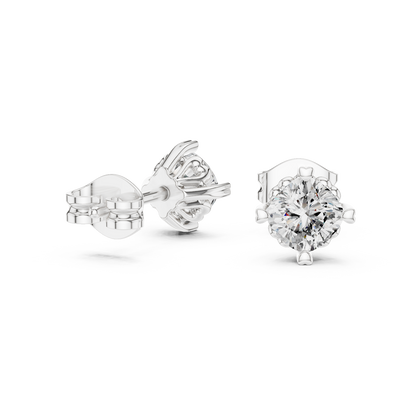 Floral Prong Cushion Diamond Stud Earrings
