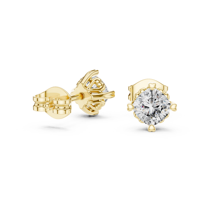 Floral Prong Cushion Diamond Stud Earrings