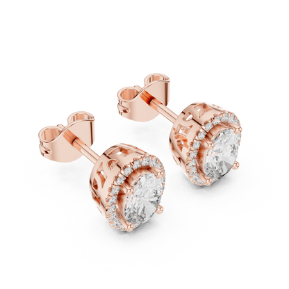 Oval Halo Diamond Stud Earrings