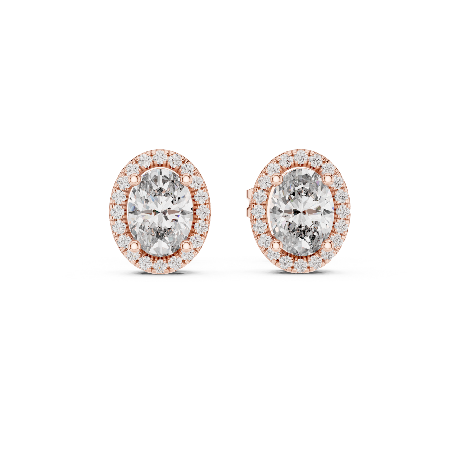 Oval Halo Diamond Stud Earrings