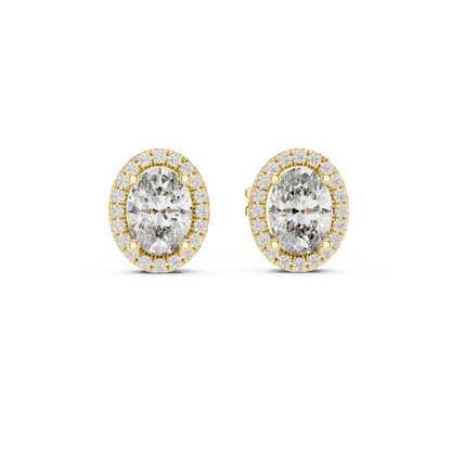 Oval Halo Diamond Stud Earrings