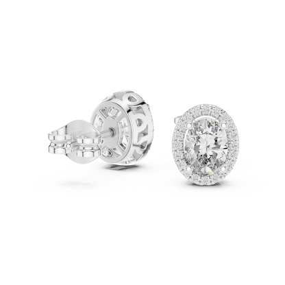 Oval Halo Diamond Stud Earrings