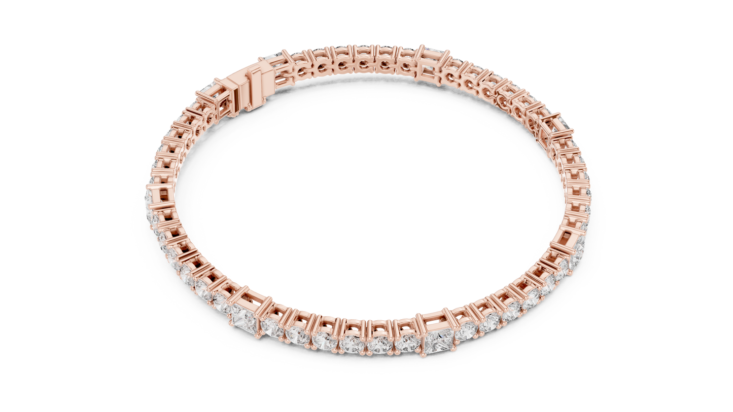 Square & Round Diamond Tennis Bracelet