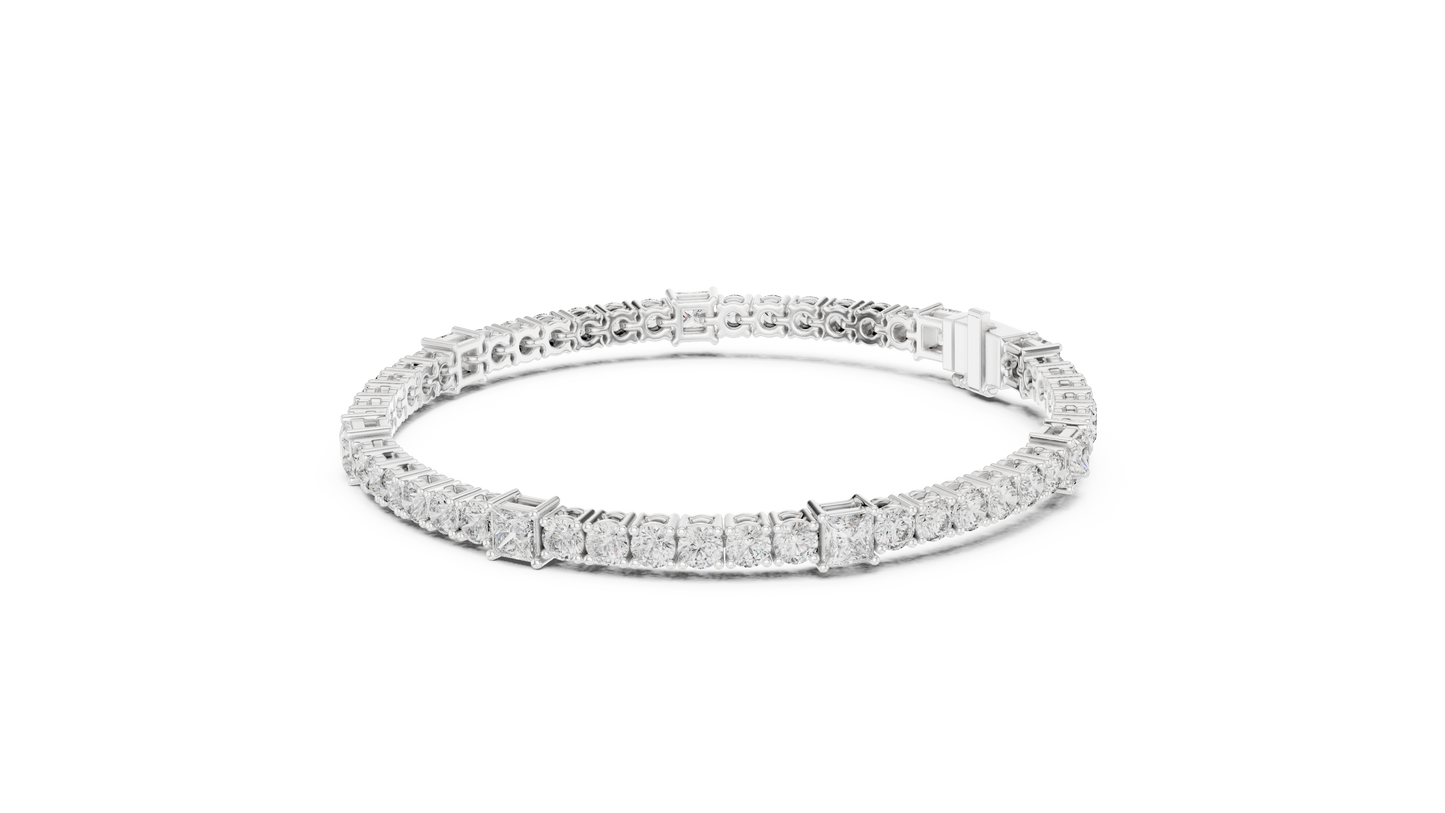 Square & Round Diamond Tennis Bracelet