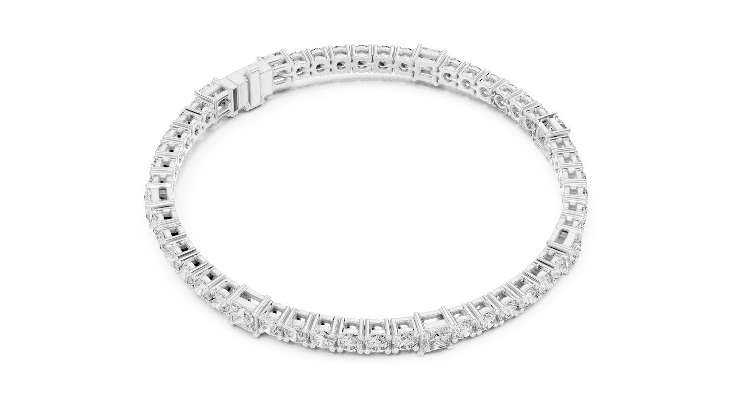 Square & Round Diamond Tennis Bracelet