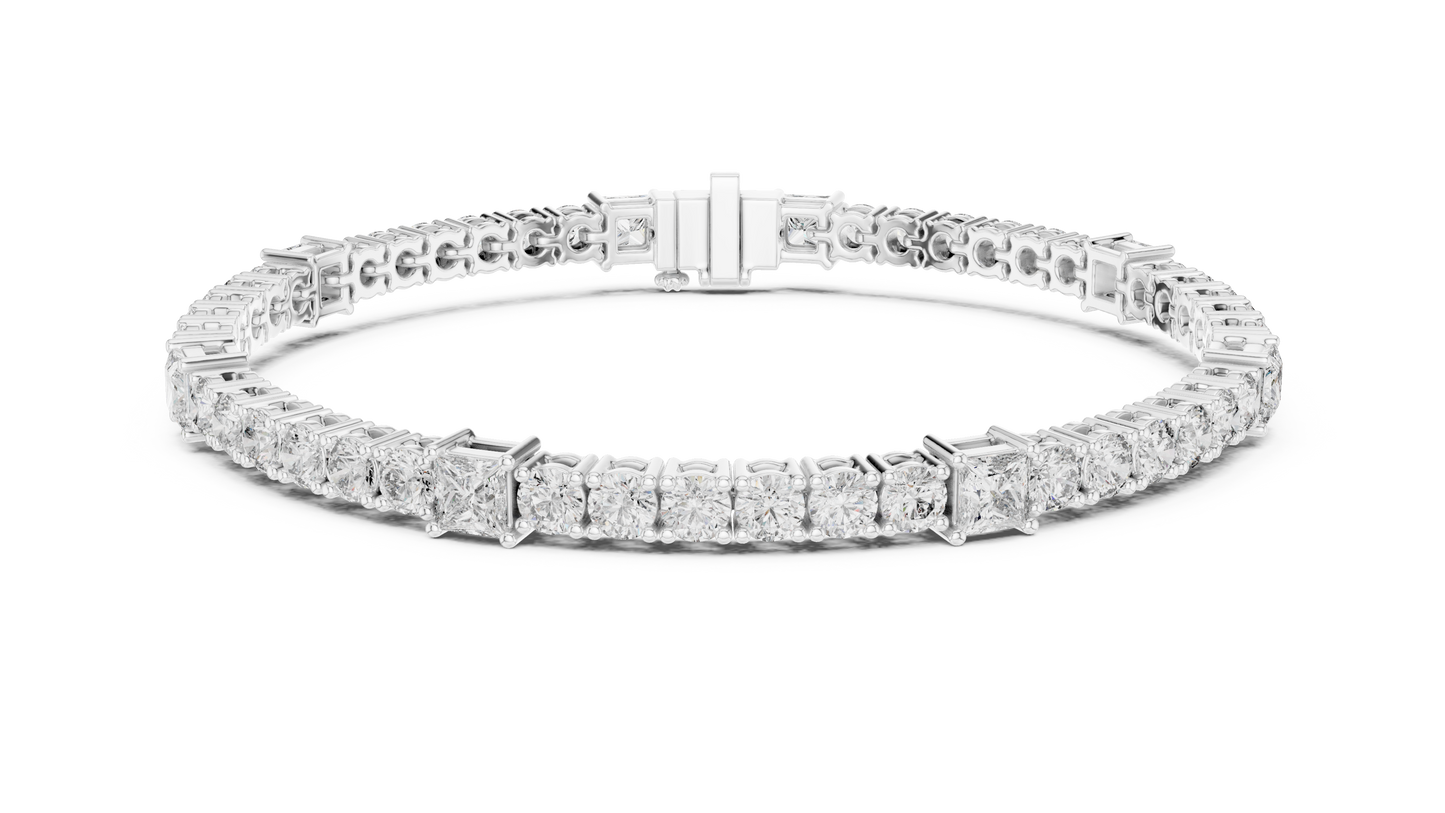 Square & Round Diamond Tennis Bracelet