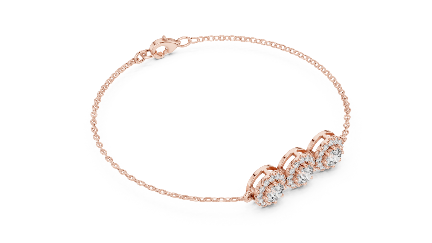 Triple Halo Diamond Bracelet