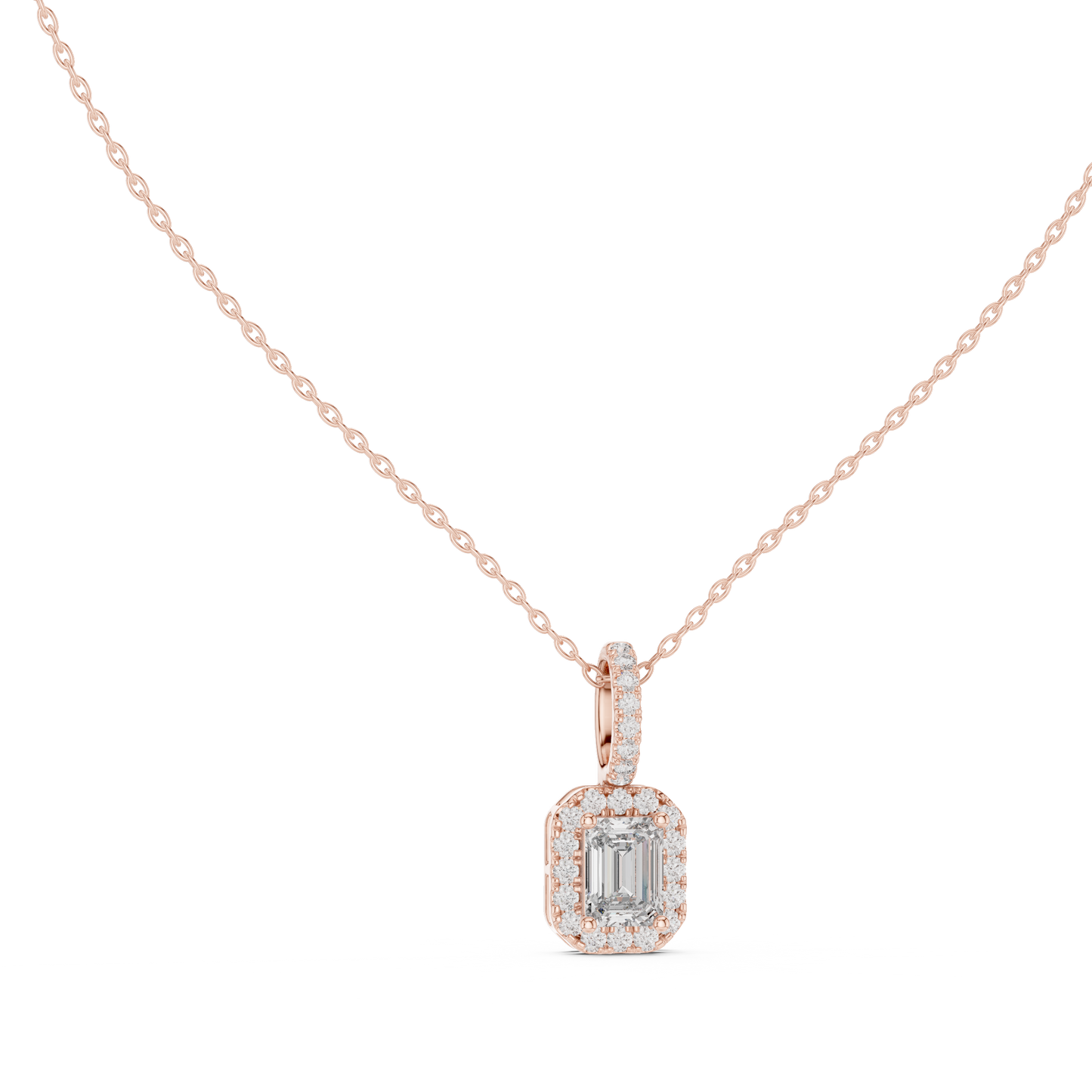 Emerald-Cut Pavé Drop Pendant