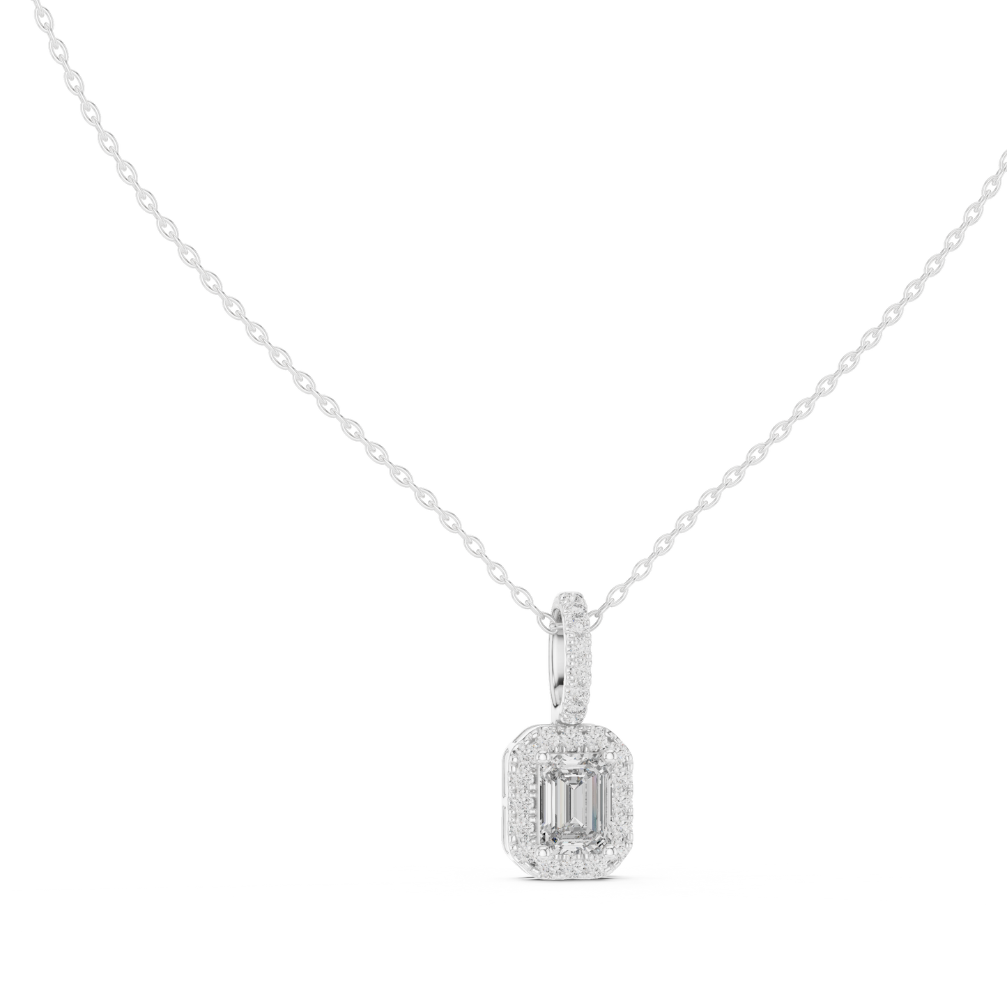 Emerald-Cut Pavé Drop Pendant