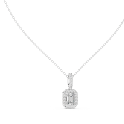 Emerald-Cut Pavé Drop Pendant
