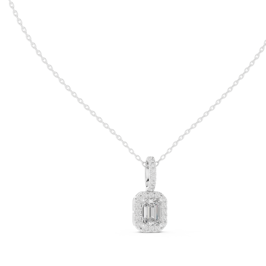 Emerald-Cut Pavé Drop Pendant