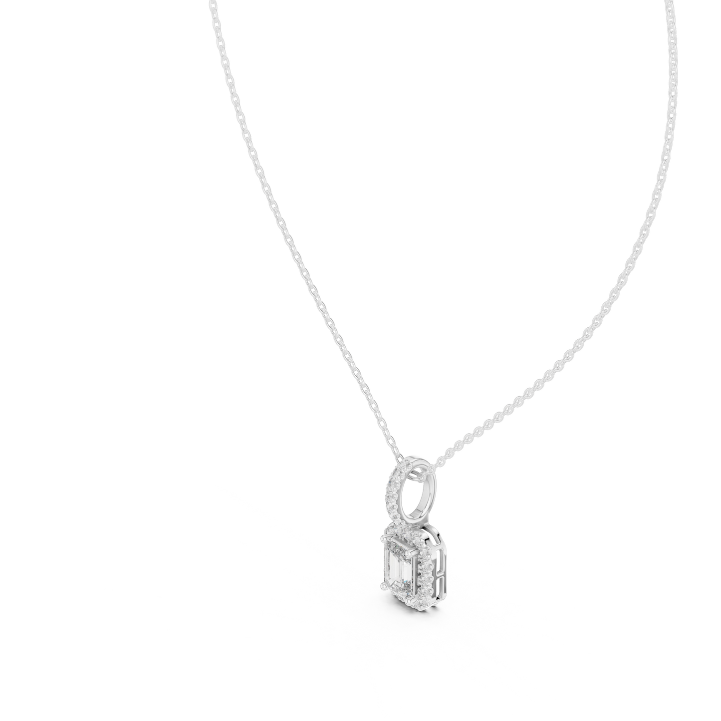 Emerald-Cut Pavé Drop Pendant