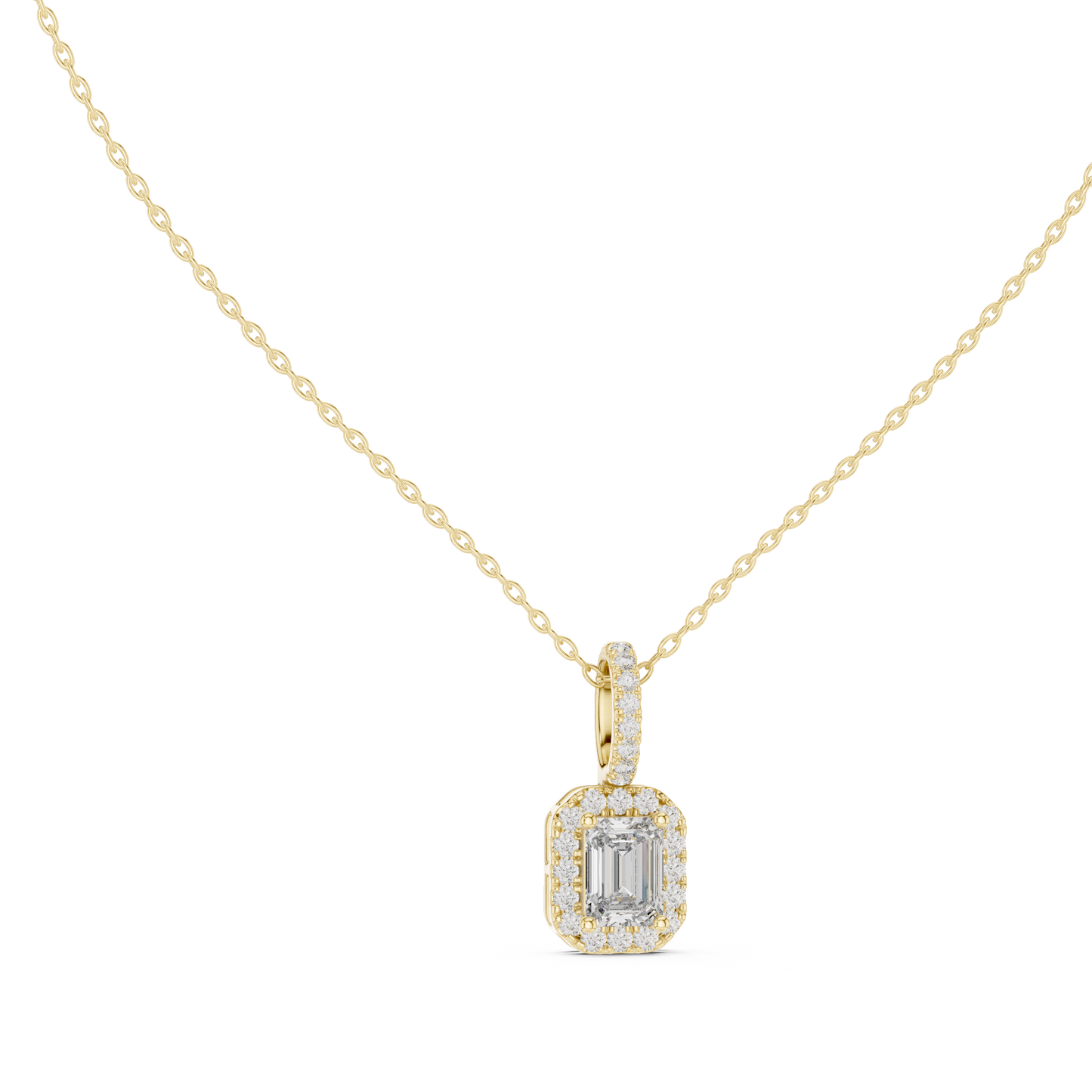 Emerald-Cut Pavé Drop Pendant