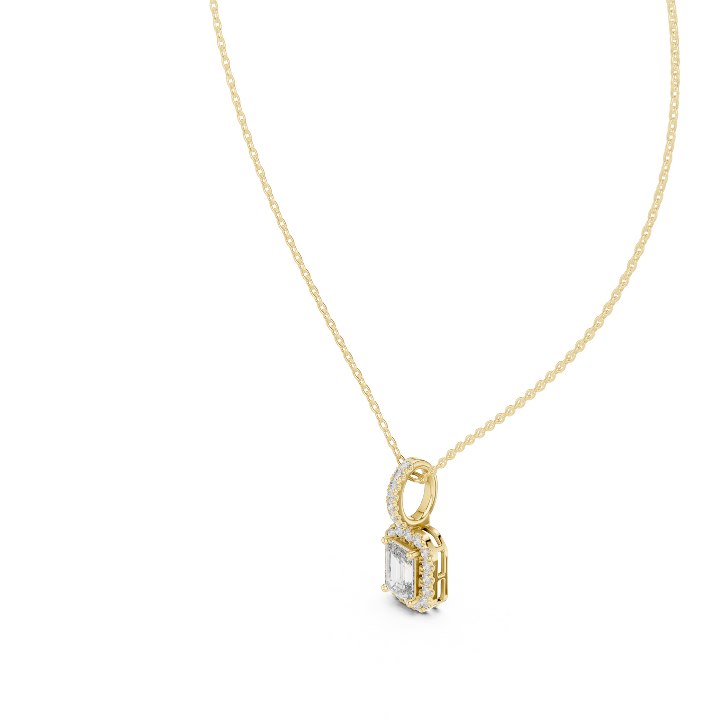 Emerald-Cut Pavé Drop Pendant