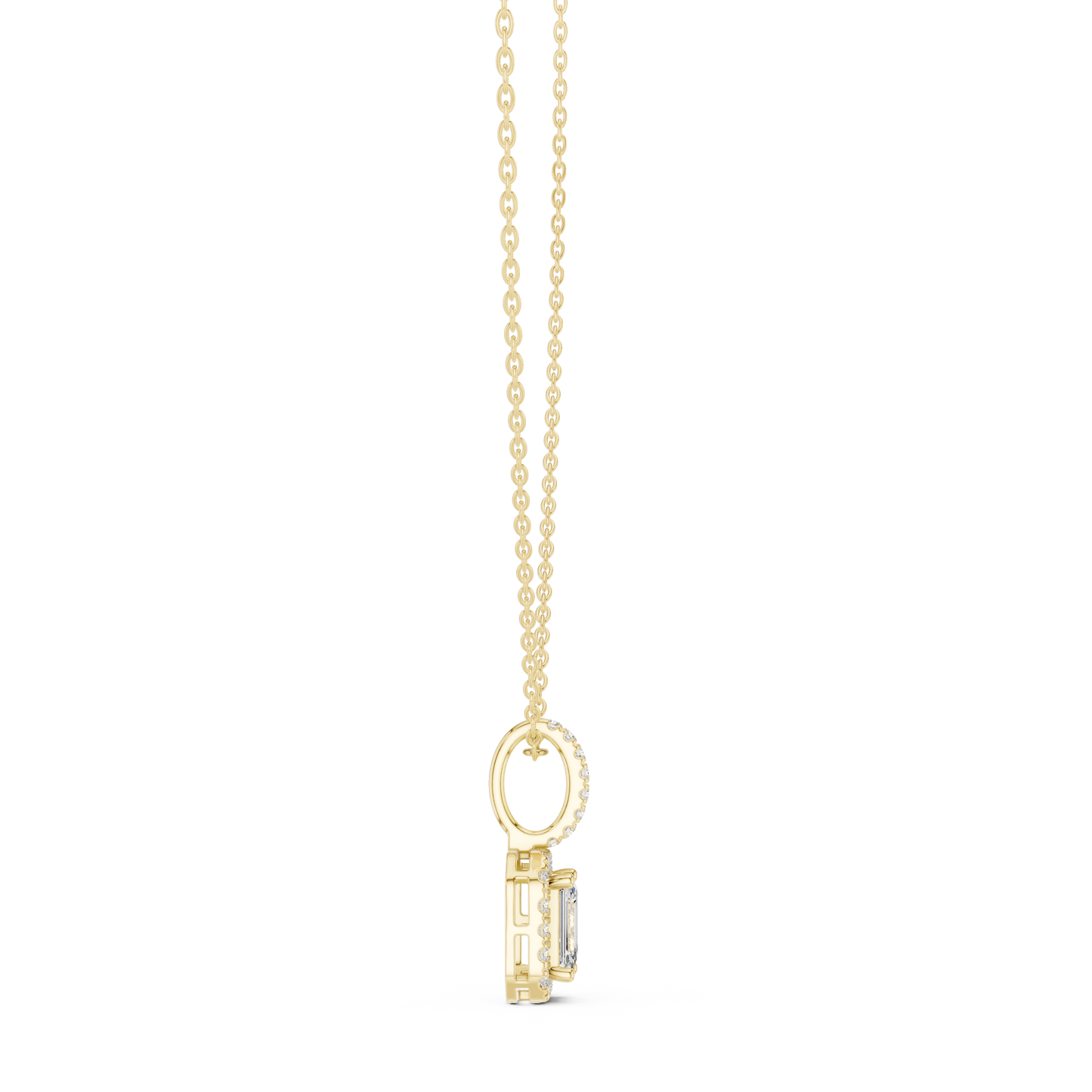Emerald-Cut Pavé Drop Pendant