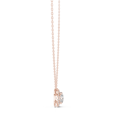 Solitaire Halo Diamond Pendant Necklace