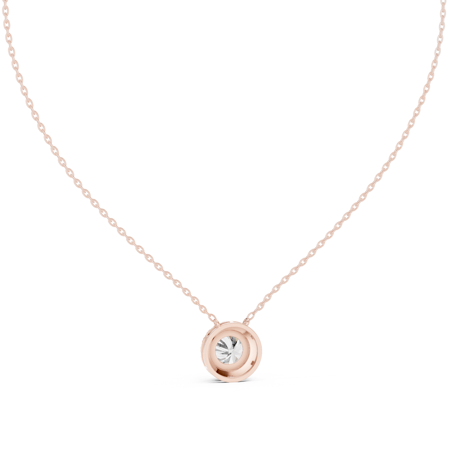 Solitaire Halo Diamond Pendant Necklace
