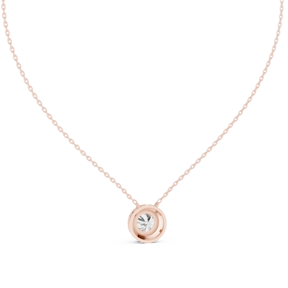 Solitaire Halo Diamond Pendant Necklace