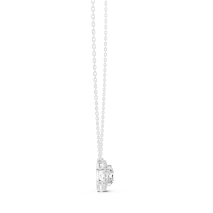 Solitaire Halo Diamond Pendant Necklace