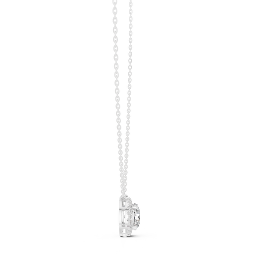 Solitaire Halo Diamond Pendant Necklace