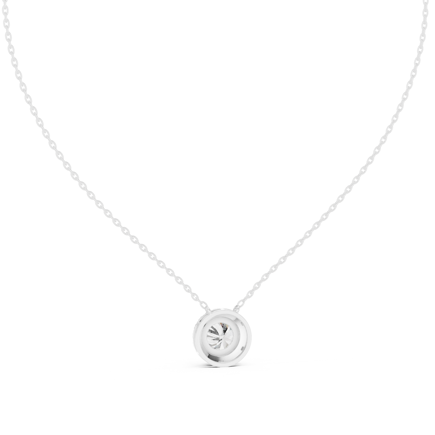 Solitaire Halo Diamond Pendant Necklace