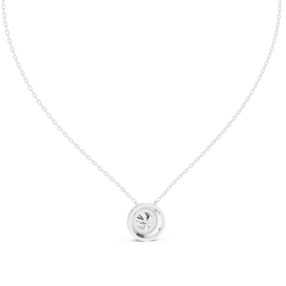 Solitaire Halo Diamond Pendant Necklace