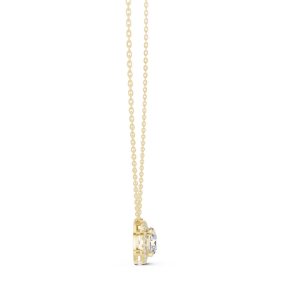 Solitaire Halo Diamond Pendant Necklace
