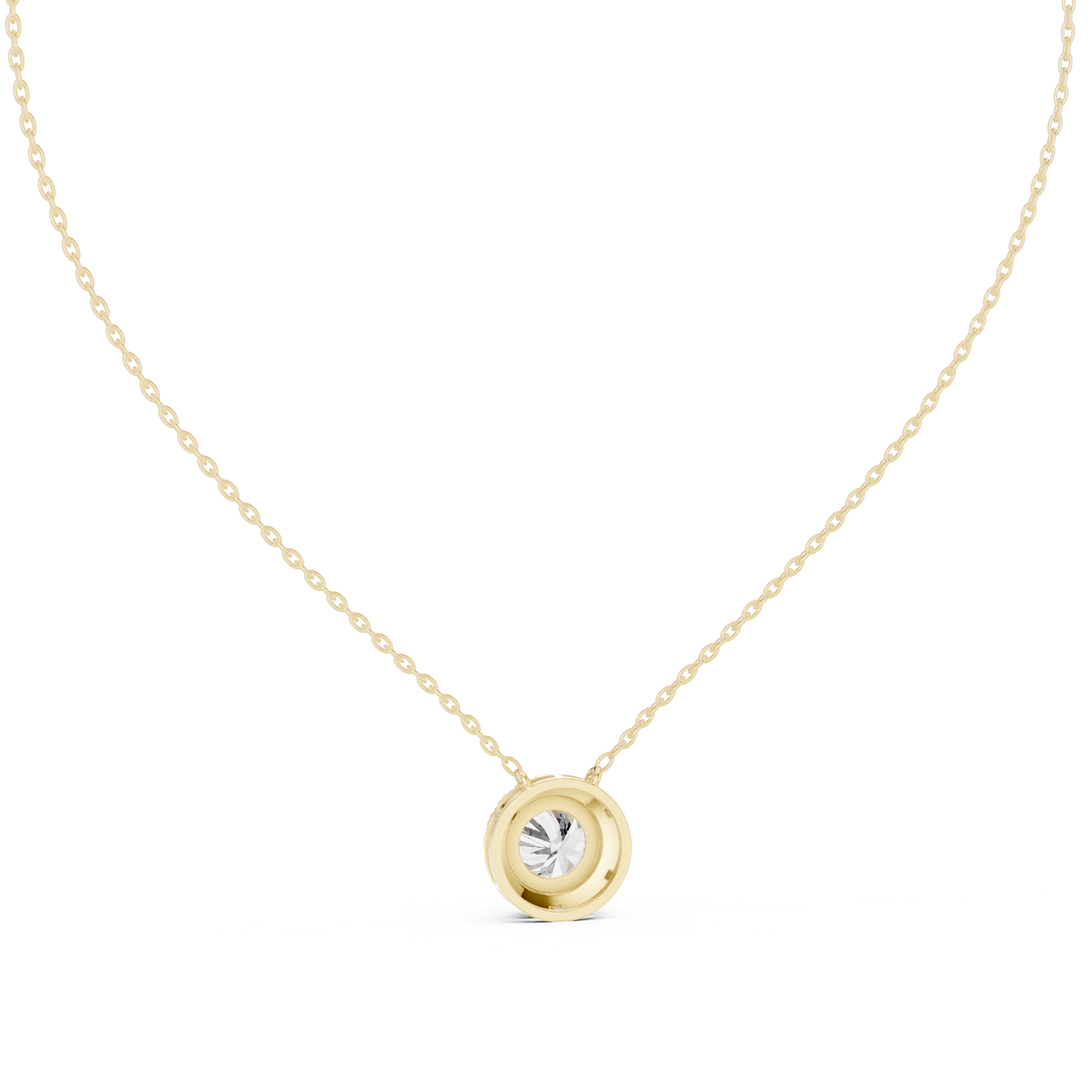 Solitaire Halo Diamond Pendant Necklace