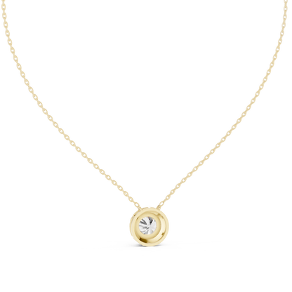 Solitaire Halo Diamond Pendant Necklace