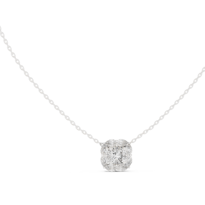 Cushion Halo Diamond Pendant Necklace