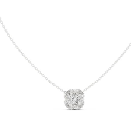 Cushion Halo Diamond Pendant Necklace