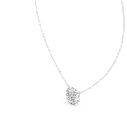 Cushion Halo Diamond Pendant Necklace