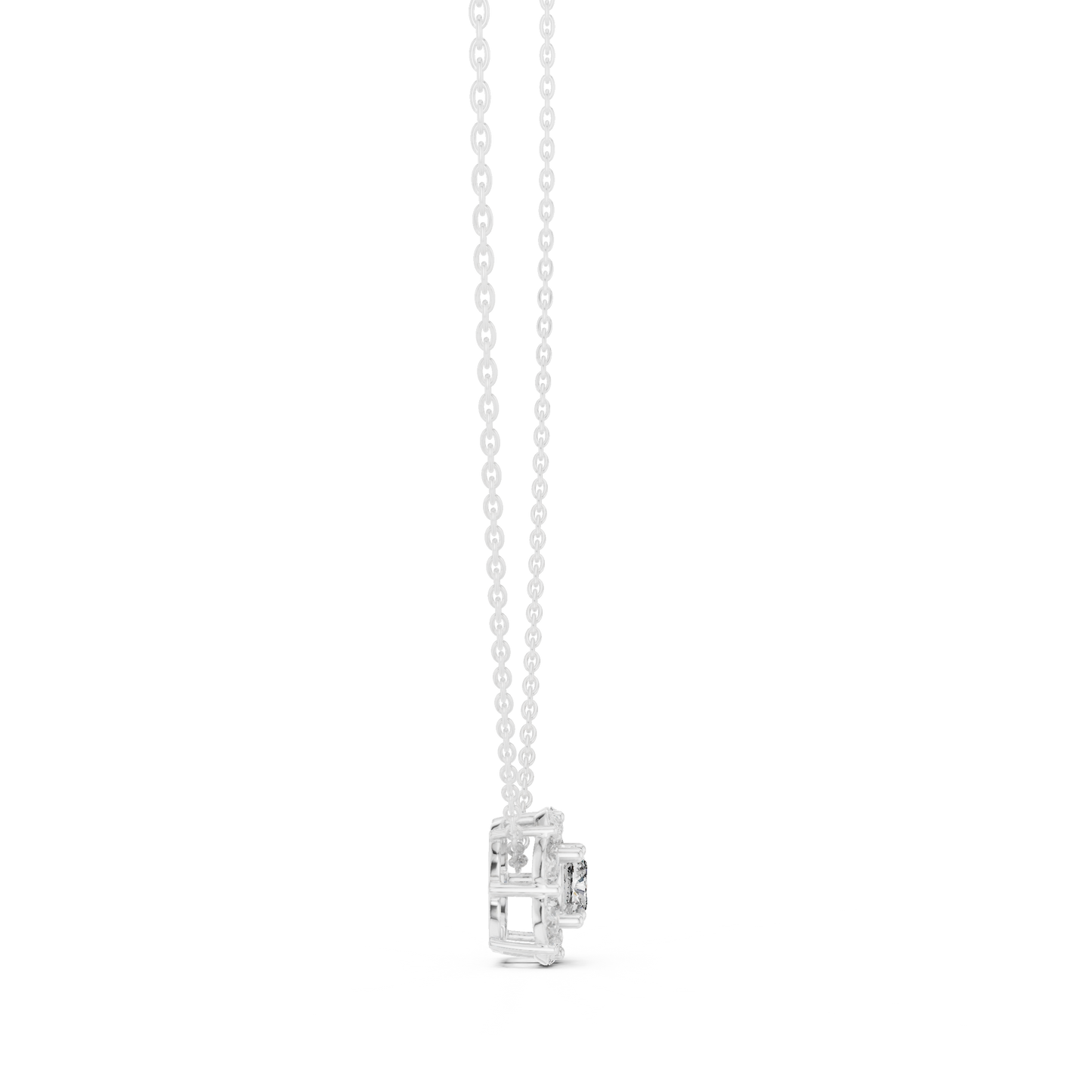 Cushion Halo Diamond Pendant Necklace