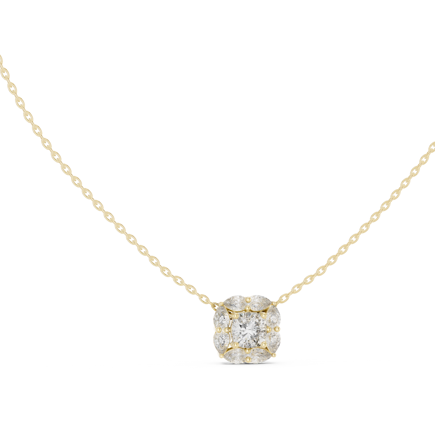 Cushion Halo Diamond Pendant Necklace