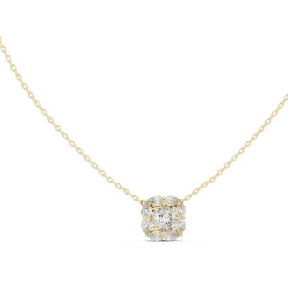 Cushion Halo Diamond Pendant Necklace
