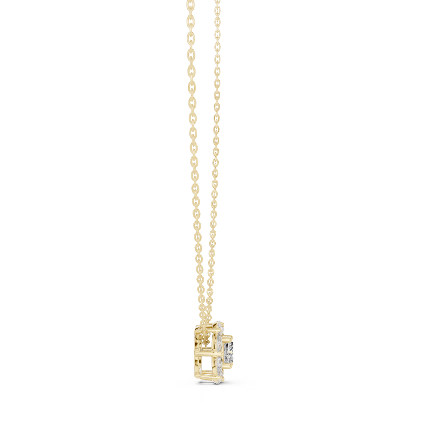 Cushion Halo Diamond Pendant Necklace