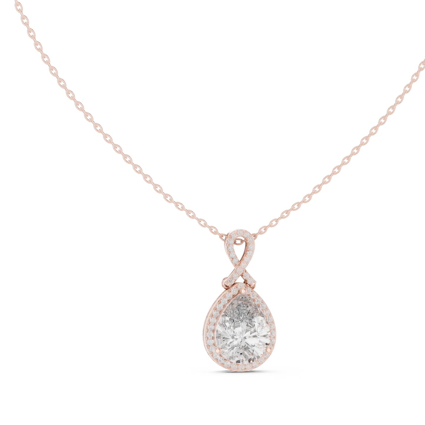 Pear-Shaped Halo Diamond Pendant