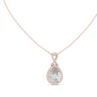 Pear-Shaped Halo Diamond Pendant