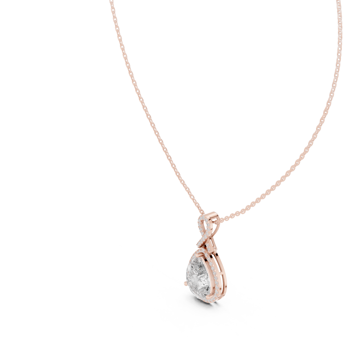 Pear-Shaped Halo Diamond Pendant