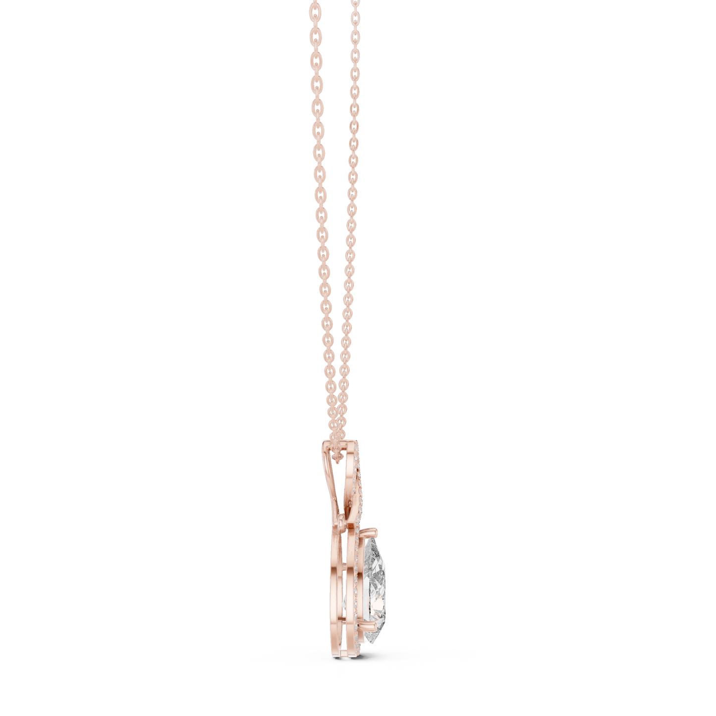 Pear-Shaped Halo Diamond Pendant