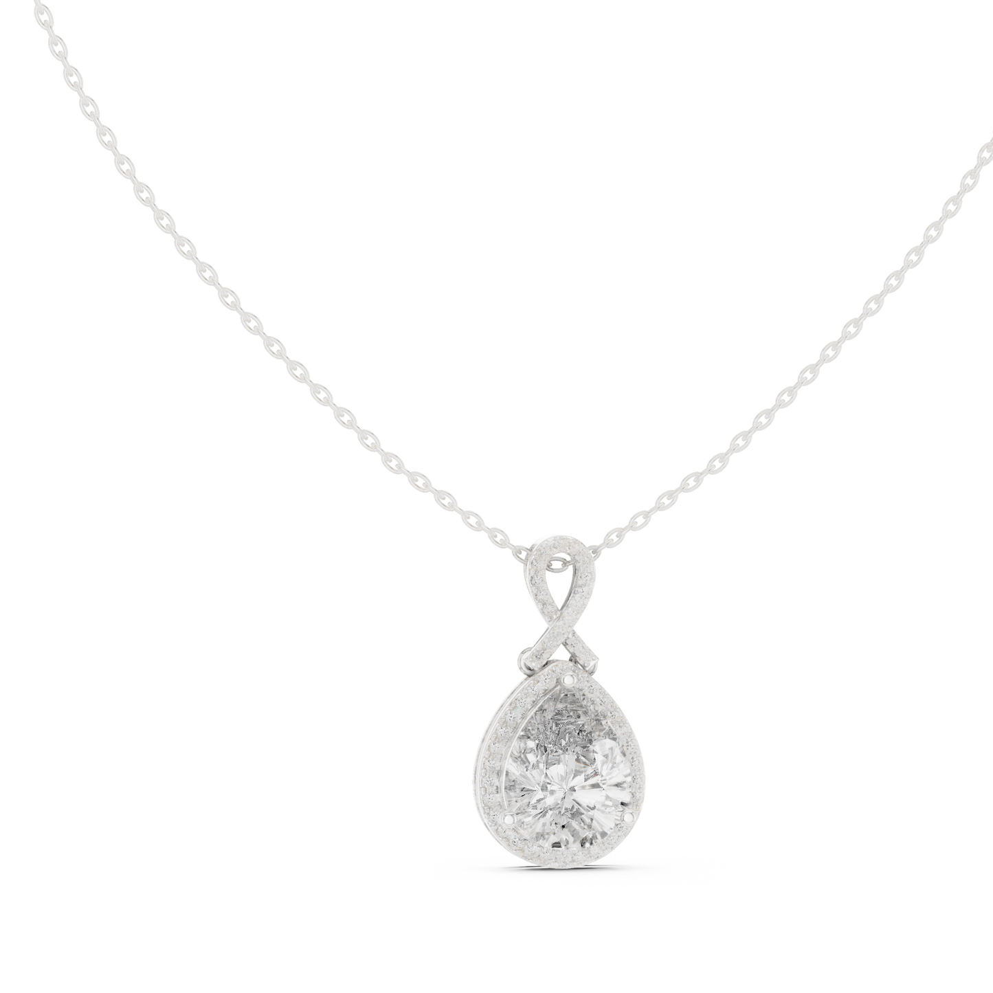 Pear-Shaped Halo Diamond Pendant