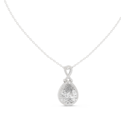 Pear-Shaped Halo Diamond Pendant