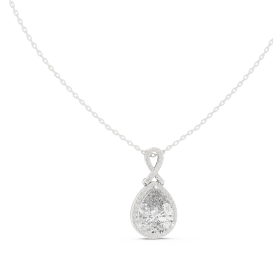 Pear-Shaped Halo Diamond Pendant