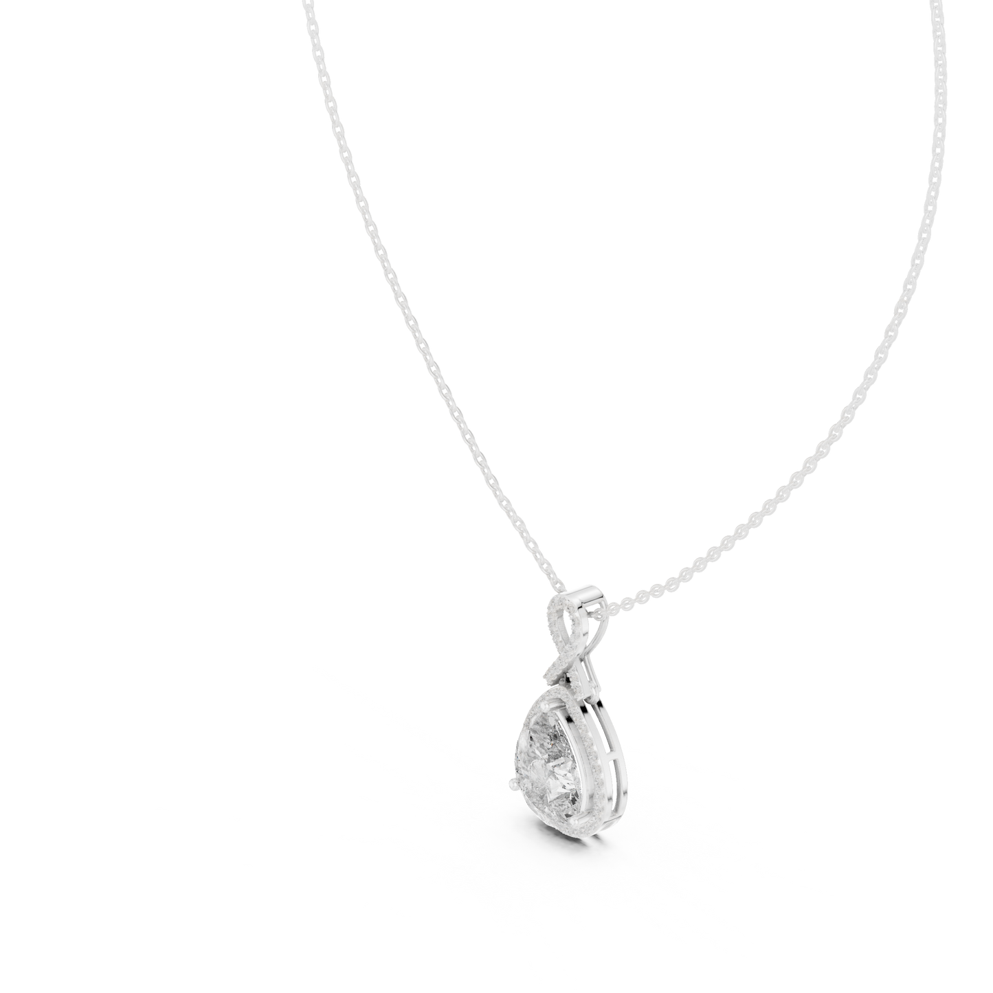 Pear-Shaped Halo Diamond Pendant