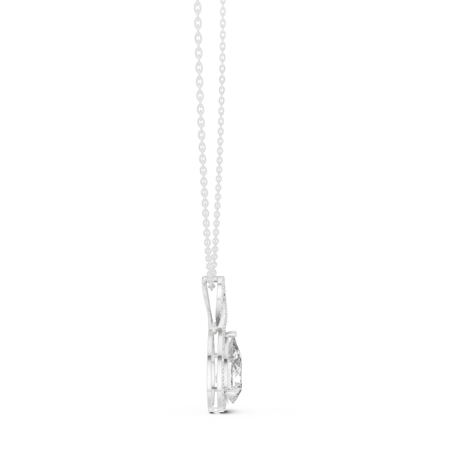 Pear-Shaped Halo Diamond Pendant
