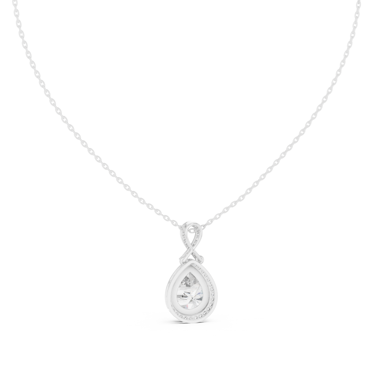 Pear-Shaped Halo Diamond Pendant