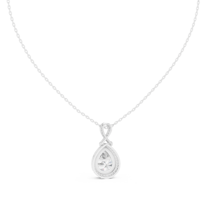 Pear-Shaped Halo Diamond Pendant