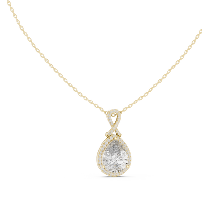 Pear-Shaped Halo Diamond Pendant